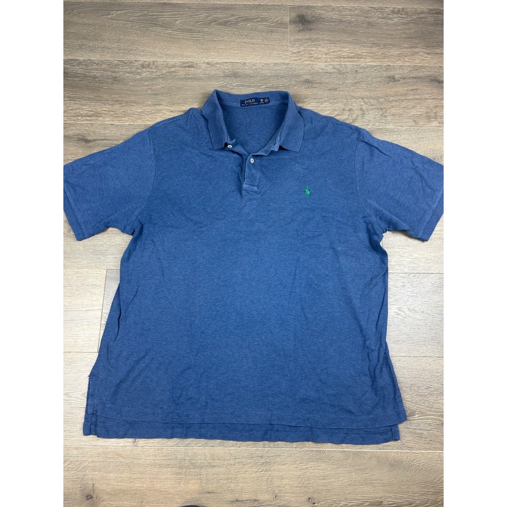 Polo Ralph Lauren Mens Blue Heather Short Sleeve Polo Shirt Size 1XB Big & Tall